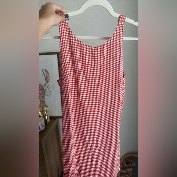 Reformation Red Checkered Backless Dress - Picture 3 of 3